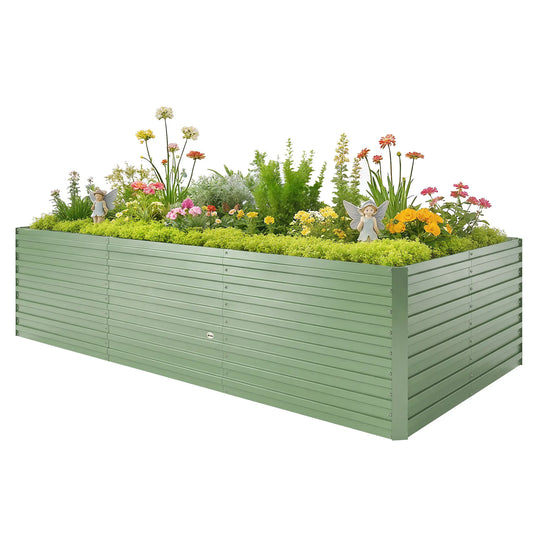 8' x 4' x 2' Galvanized Raised Garden Bed, Planter Box, Light Green