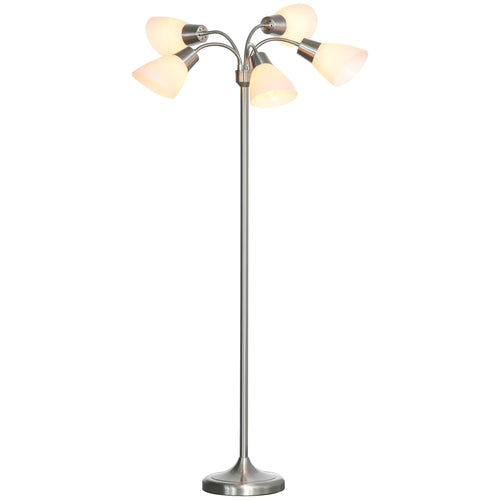 Arc Tree Floor Lamp, 5 Adjustable Rotating Lights, Satin Nickel