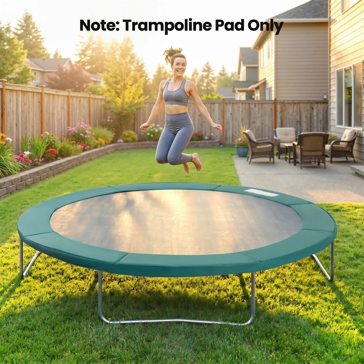 14FT Trampoline Pad Replacement, Φ168" Spring Cover, Water-Resistant, Green Trampolines at Gallery Canada