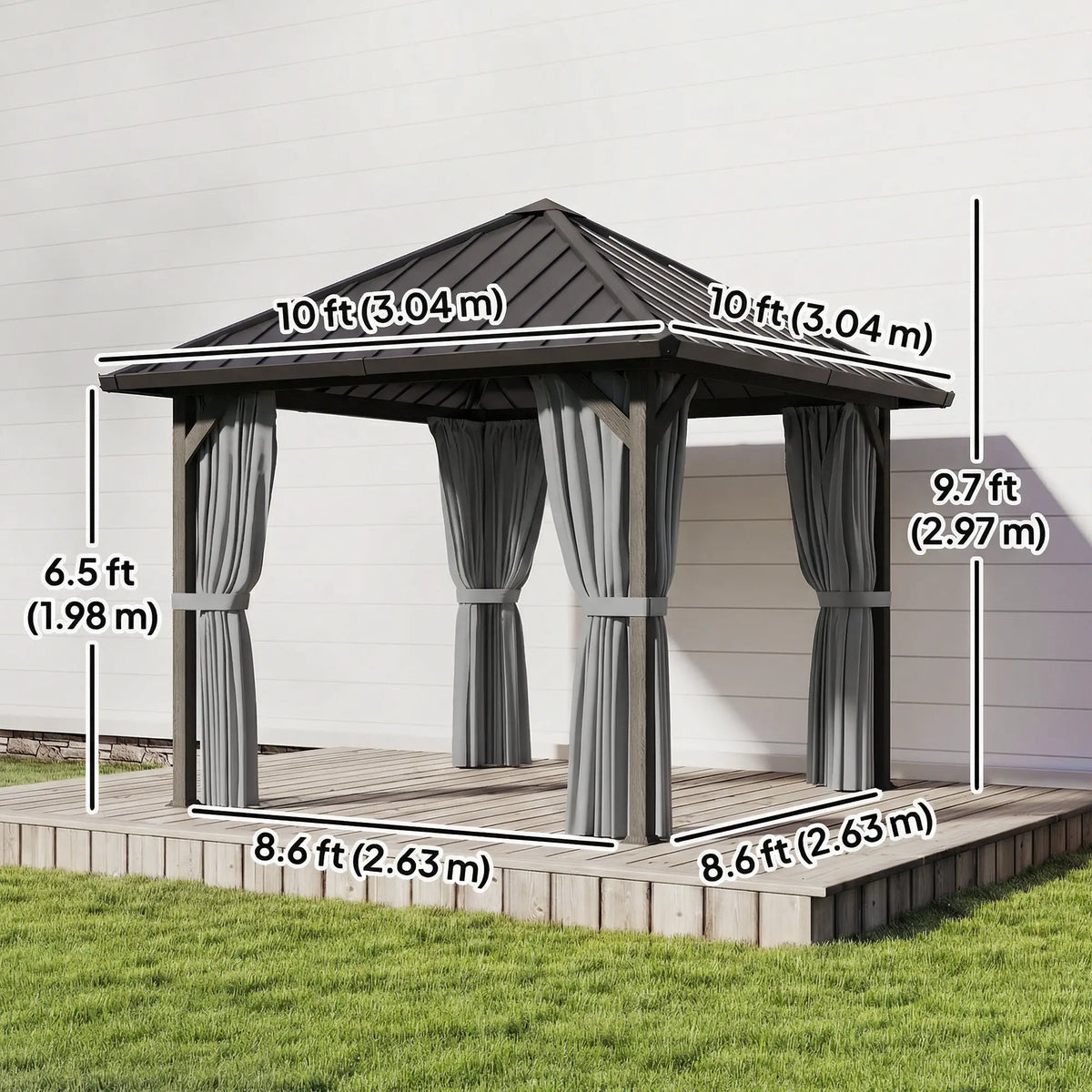 10' X 10' Hardtop Gazebo With Steel Roof, Netting & Curtains, Steel Gazebos at Gallery Canada