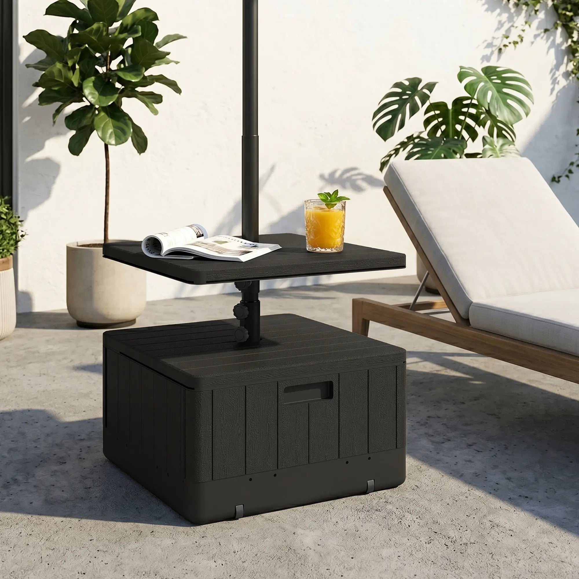 Heavy Duty Umbrella Base with Wheels, Table Tray, 176lbs, Black Umbrella Bases at Gallery Canada