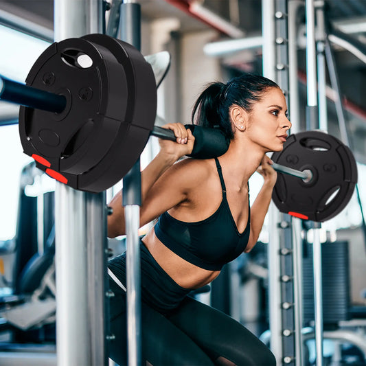 1-Inch Weight Plates, Barbell Weights Set, 2 x 17lbs + 2 x 11lbs Dumbbells & Barbells Black at Gallery Canada