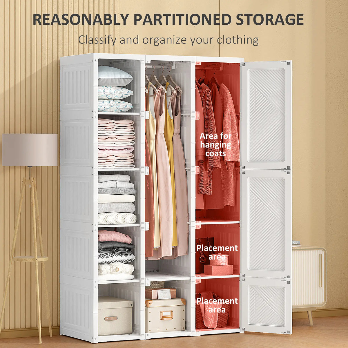 Portable Wardrobe Closet, 8 Cube Compartments, White Clothing Storage at Gallery Canada