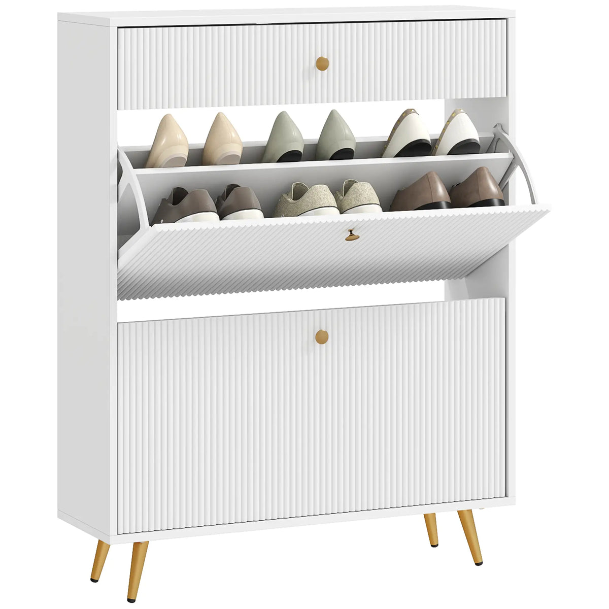 Narrow Shoe Storage Cabinet, Adjustable Shelves, 12 Pairs, White Shoe Storage Cabinets & Racks at Gallery Canada