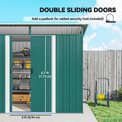 6' x 8.5' Metal Garden Shed, Outdoor Tool Storage, Dark Green Sheds at Gallery Canada