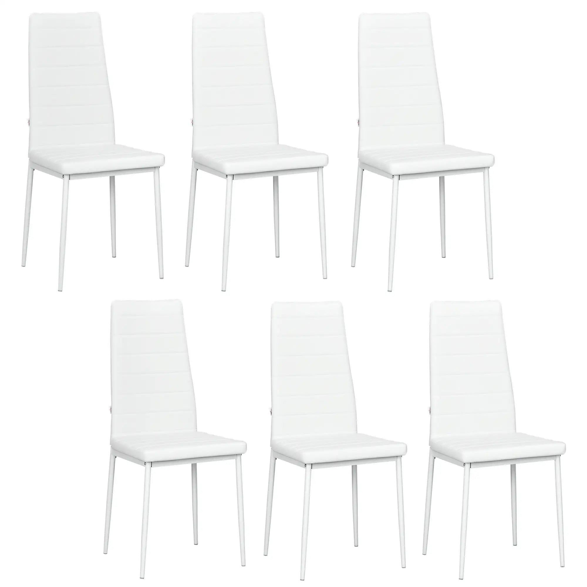 Modern Upholstered PU Leather Dining Chairs, Set of 6, White Bar Stools at Gallery Canada