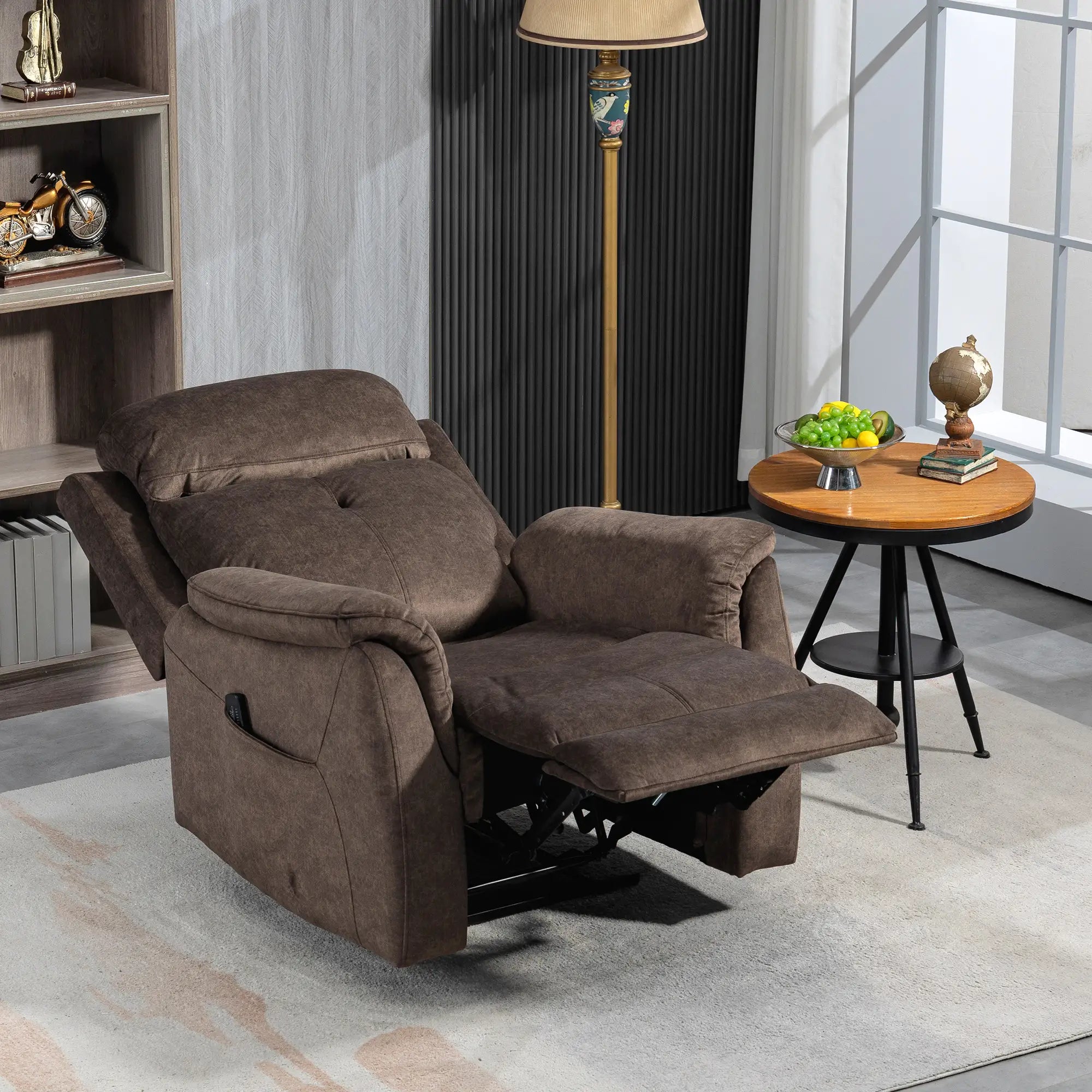 Manual Recliner Chair, Vibration Massage, Side Pockets, Living Room Single Sofas at Gallery Canada