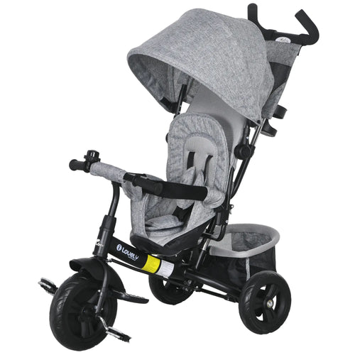 6 in 1 Tricycle for Toddlers, Parent-Push Handle, Grey