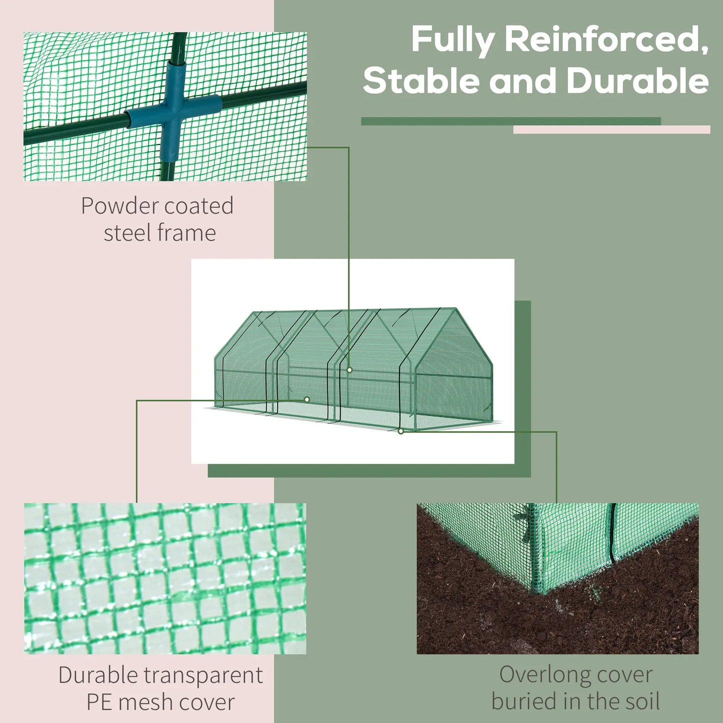 9' x 3' x 3' Mini Greenhouse, PE Cover, Zippered Doors, Green Portable Greenhouses at Gallery Canada
