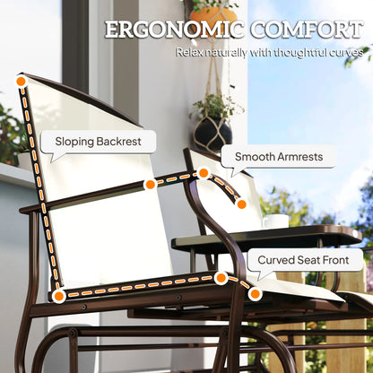 2 Person Patio Glider Rocking Chair, Outdoor Loveseat, Beige Outdoor Gliders at Gallery Canada