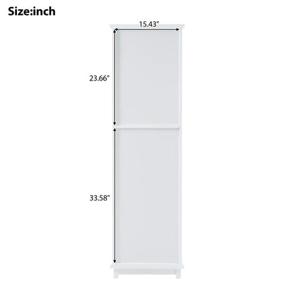 Bathroom Storage Cabinet, Glass Doors, Adjustable Shelves, 18" L x 14" W x 63" H, White Bathroom Cabinets at Gallery Canada