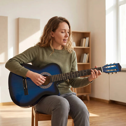 38 Inch Full Size Acoustic Electric Guitar, Gloss Finish, Blue Electronic Musical Pianos at Gallery Canada