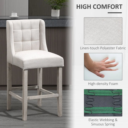 Modern Tufted Upholstered Counter Stools, Set of 2, Beige Bar Stools at Gallery Canada