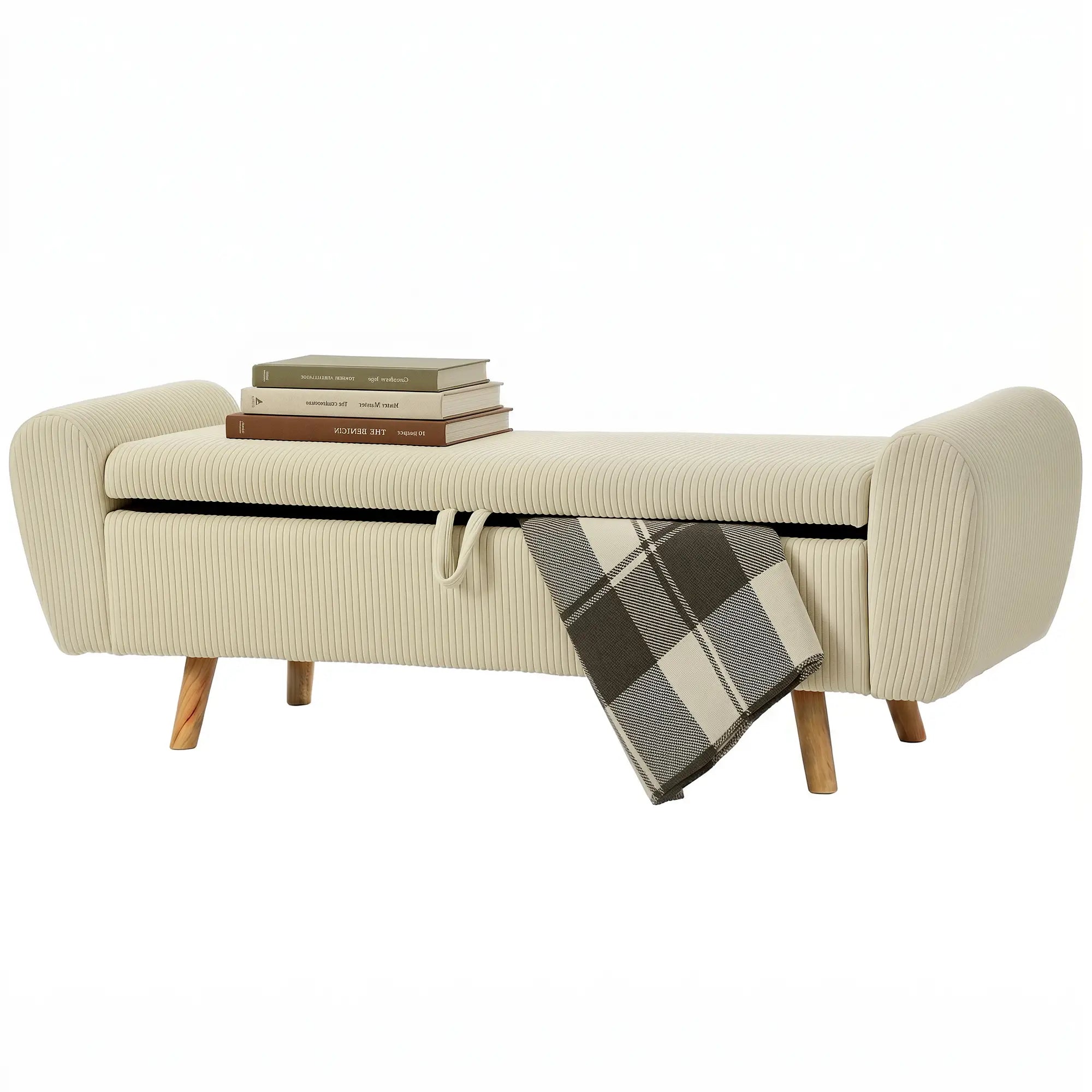 Corduroy Storage Ottoman Bench, 59