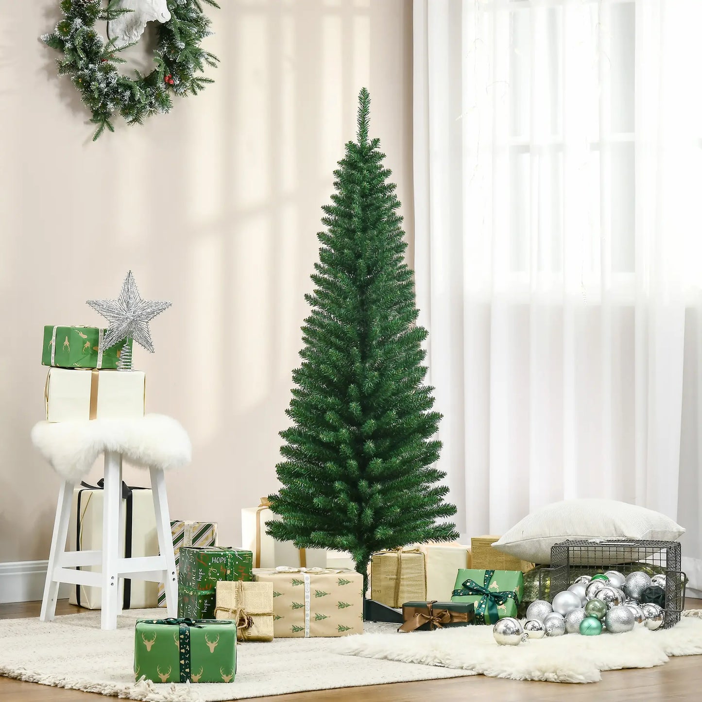 5FT Pencil Christmas Tree, Realistic Branches, Stable Stand, Green Pencil Christmas Trees at Gallery Canada