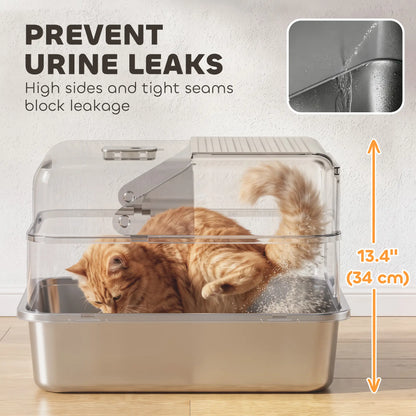 Stainless Steel Cat Litter Box With Lid, Scoop, Deodorization Bags Cat Litter Box Enclosures at Gallery Canada