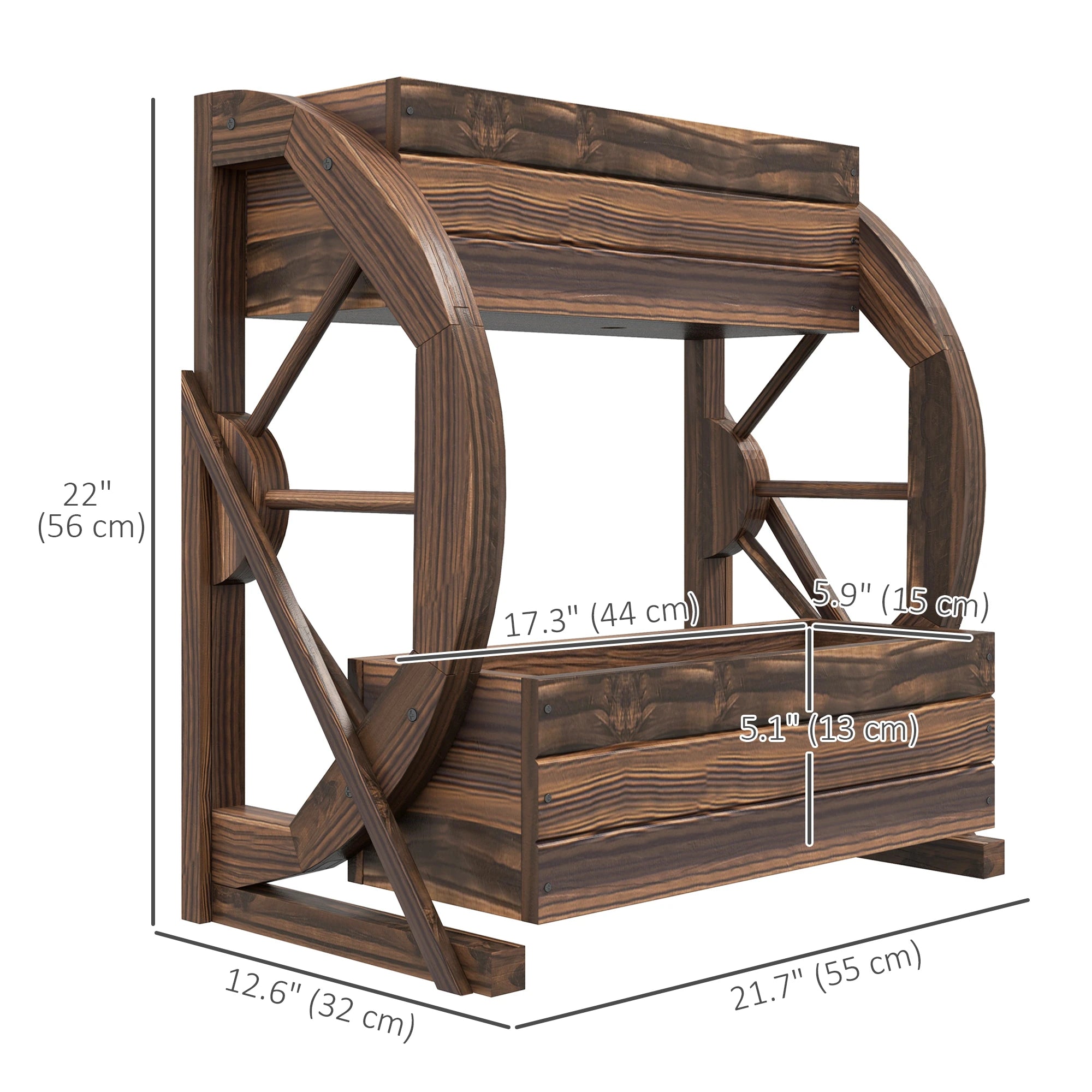 Wooden Wagon Planter Box, 2-Tier Raised Garden Bed, Vegetables Flowers Herbs Wooden Planter Boxes at Gallery Canada