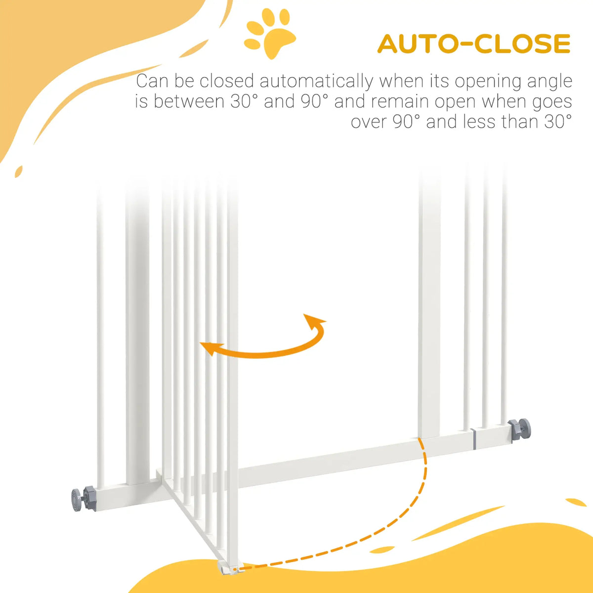 Extra Tall Dog Gate with Door, Pressure Fit, Auto Close, 29"-34", White Houses, Kennels & Pens at Gallery Canada