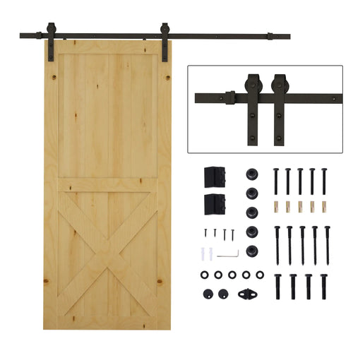 6.6FT Carbon Steel Sliding Barn Door Hardware, J Shape Roller