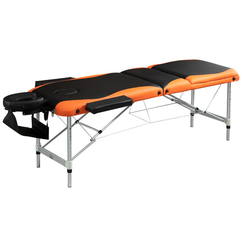 85 Foldable Massage Table, 3 Section, Salon SPA Facial Couch Bed, Black/Orange