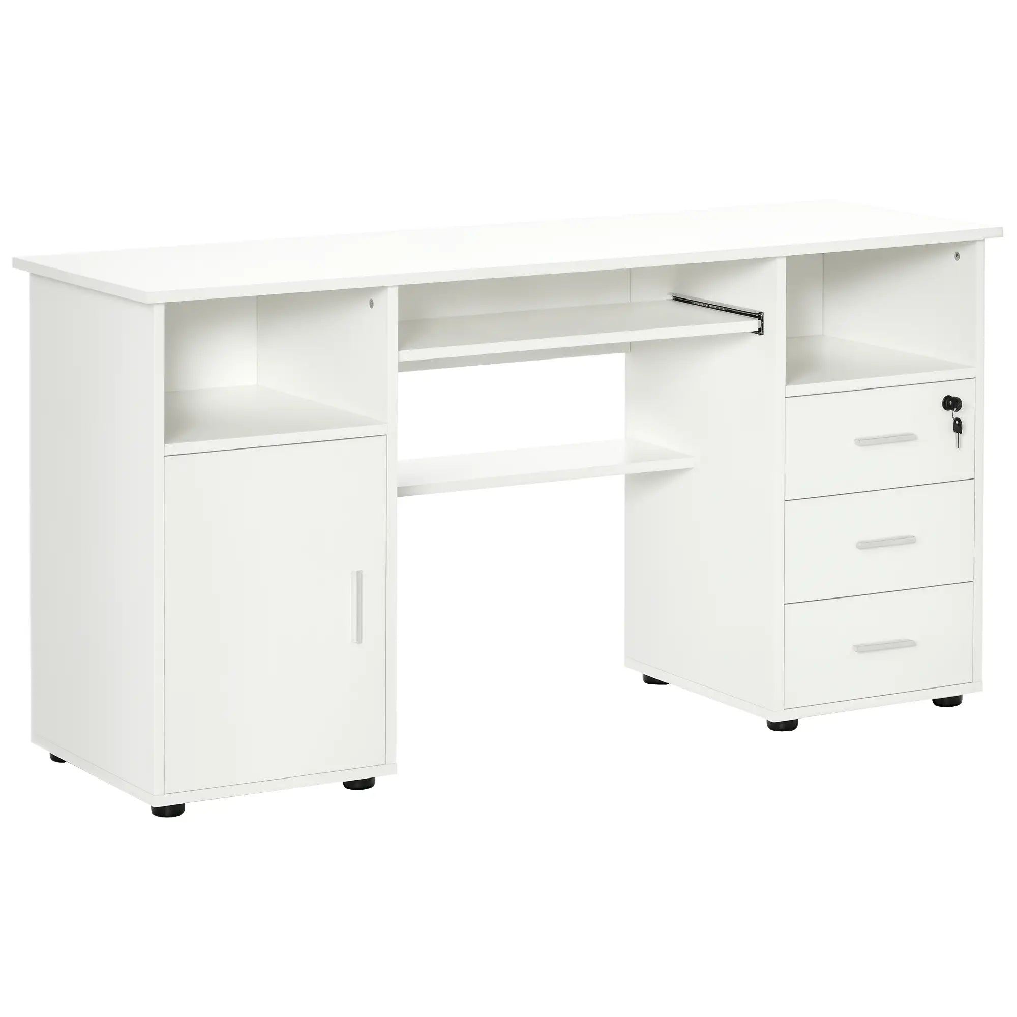 Computer Desk With Keyboard Tray, Drawers, White Computer Desks White at Gallery Canada