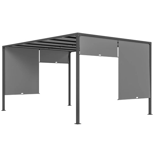 10' x 13' Outdoor Pergola, Sliding Roof, LED Lights, Solar, Dark Grey Pergolas Dark Grey at Gallery Canada