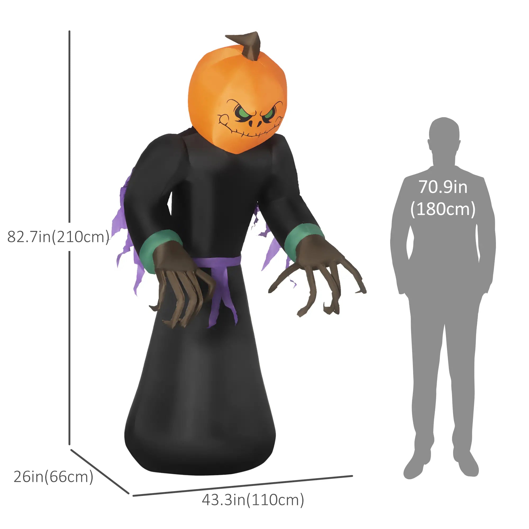 7ft Inflatable Halloween Pumpkin Reaper, LED Outdoor Yard Display Halloween Decorations at Gallery Canada