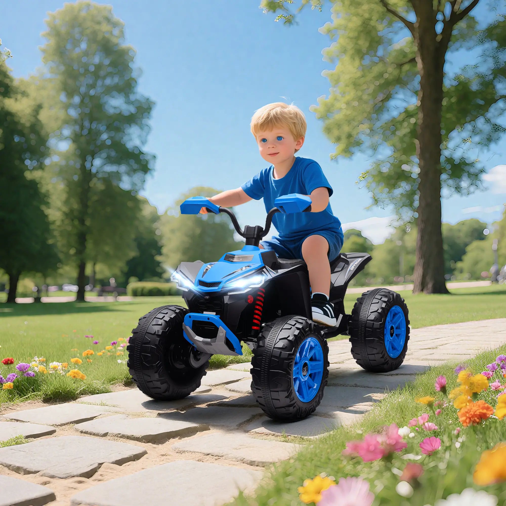 2-Seater All-Terrain 4 Wheeler, 24V Kids ATV Ride-On, Electric Quad Car, Blue Electric Toy Cars at Gallery Canada