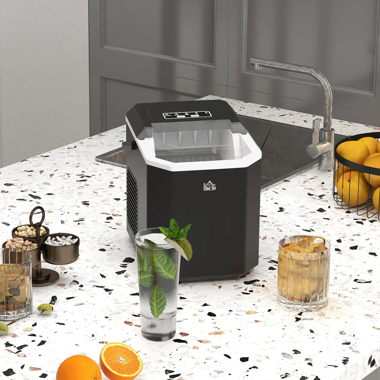 Portable Ice Maker, Self Cleaning, 9 Cubes in 6 Mins, 26lbs/24Hrs, 2 Sizes Small Kitchen Appliances at Gallery Canada