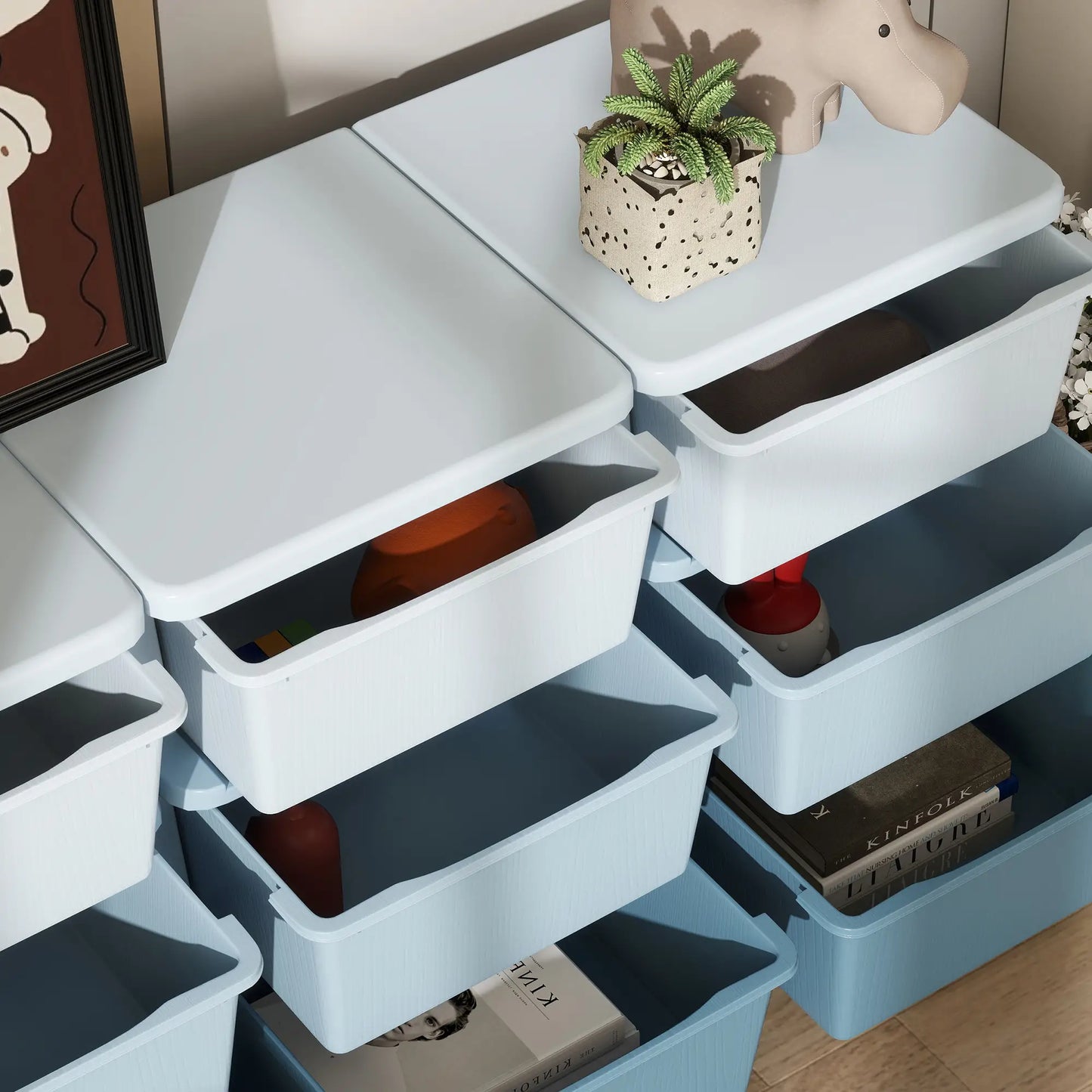 3 Tier Kids Toy Organizer, 9 Plastic Drawers, Blue Baby & Kids Storage at Gallery Canada