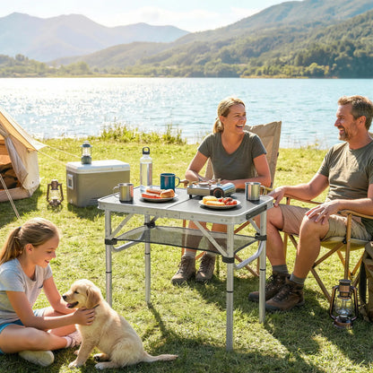 2ft Folding Camping Table, Mesh Storage, 4 Adjustable Heights, Black Picnic Tables & Camping Chairs at Gallery Canada