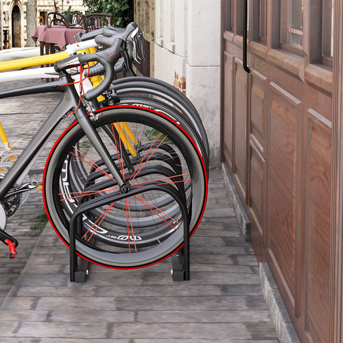4-Bike Bicycle Floor Parking Rack, Cycling Storage Stand, Black