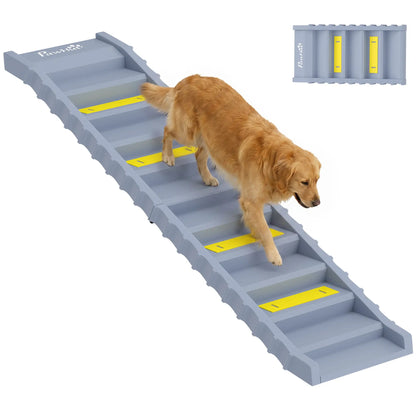 Foldable Dog Ramp With Anti-Slip Steps, Grey Dog Stairs at Gallery Canada