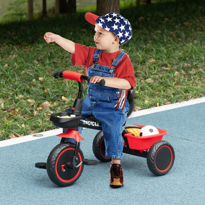 Large Kids Tricycle, Adjustable Seat, Safety Belt, 2 Storage Baskets, Red Tricycles for Kids at Gallery Canada