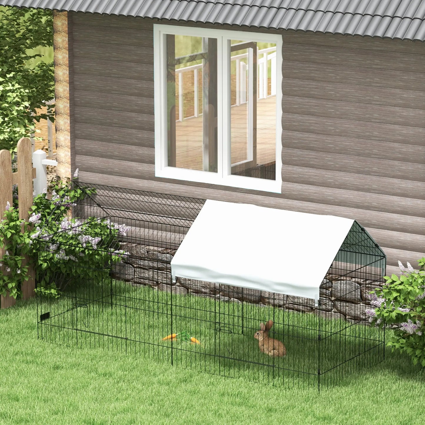 87" Small Animal Cage With Roof, Indoor Outdoor Use, For Chicken Rabbits Chinchillas, Silver Houses & Habitats at Gallery Canada