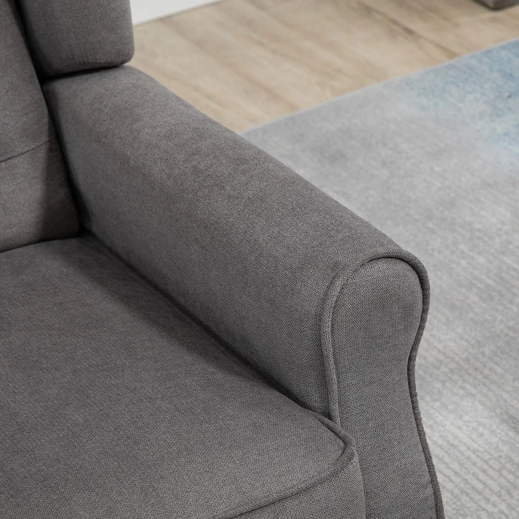 Fabric Accent Chair, Button Tufted, Wood Legs, Thick Padding, Charcoal Grey Accent Chairs at Gallery Canada