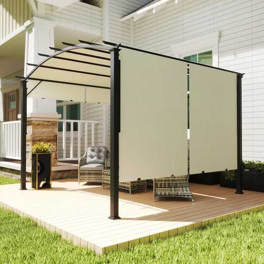 11' x 11' Retractable Pergola Canopy, Patio Backyard, Beige