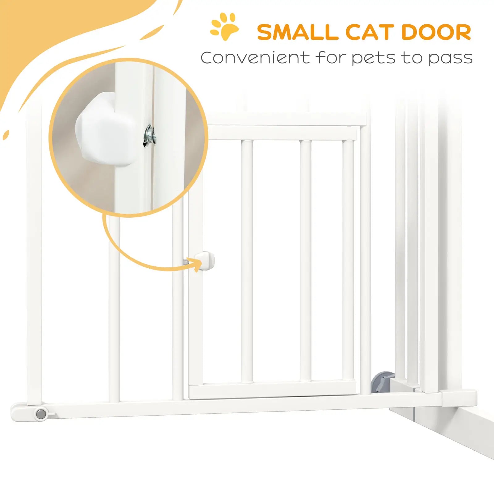 Auto-Close Pet Gate With Cat Door, Double Locking, Fits 29