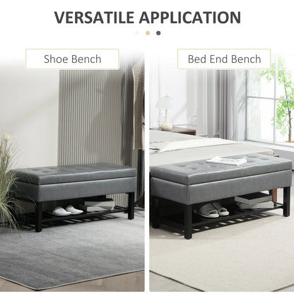 44 PU Leather Tufted Ottoman, Shoe Bench, Storage Chest, Grey Shoe Storage Cabinets & Racks at Gallery Canada