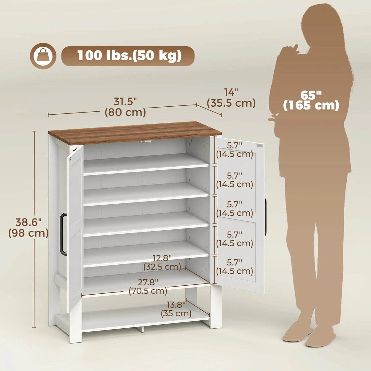 5 Tier Shoe Cabinet, Rustic White, Open Cubby Storage, Rustic White Shoe Storage Cabinets & Racks at Gallery Canada