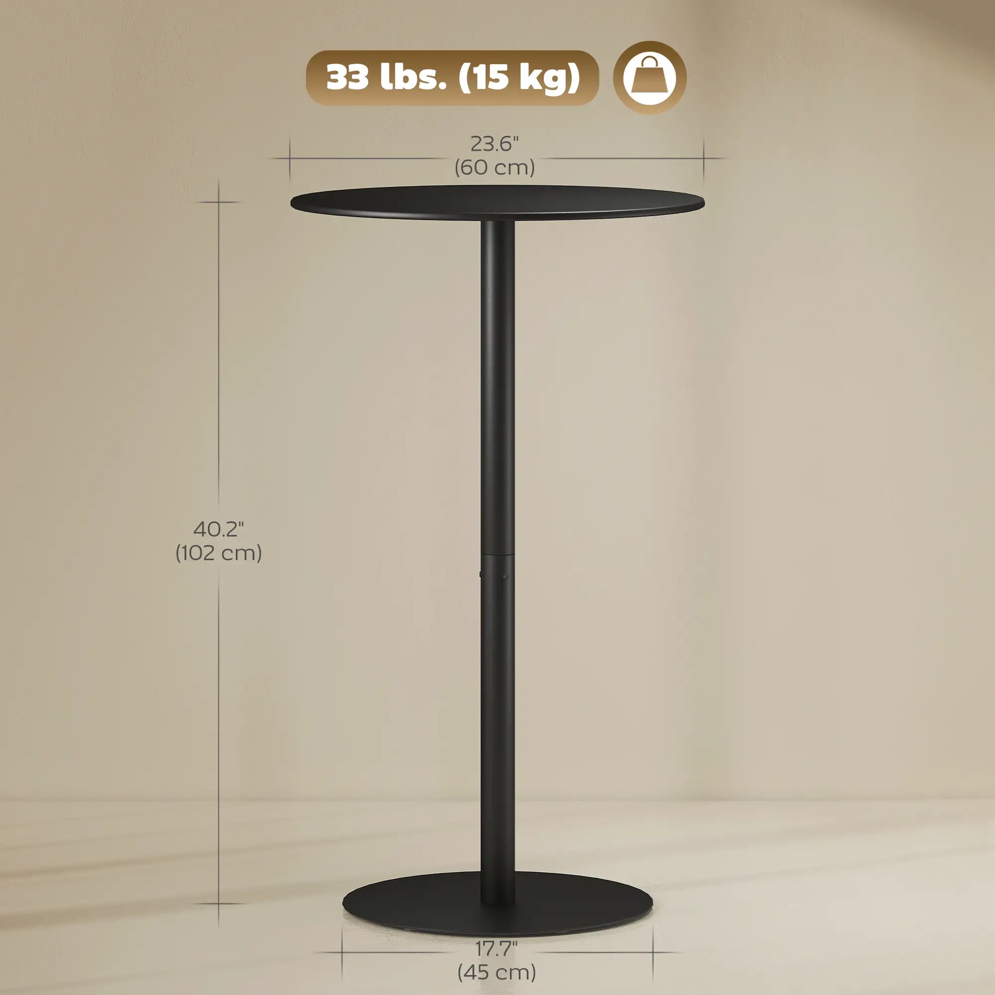 Round Bar Table for 2, Steel Frame, Easy Assembly, Black Bar Tables at Gallery Canada