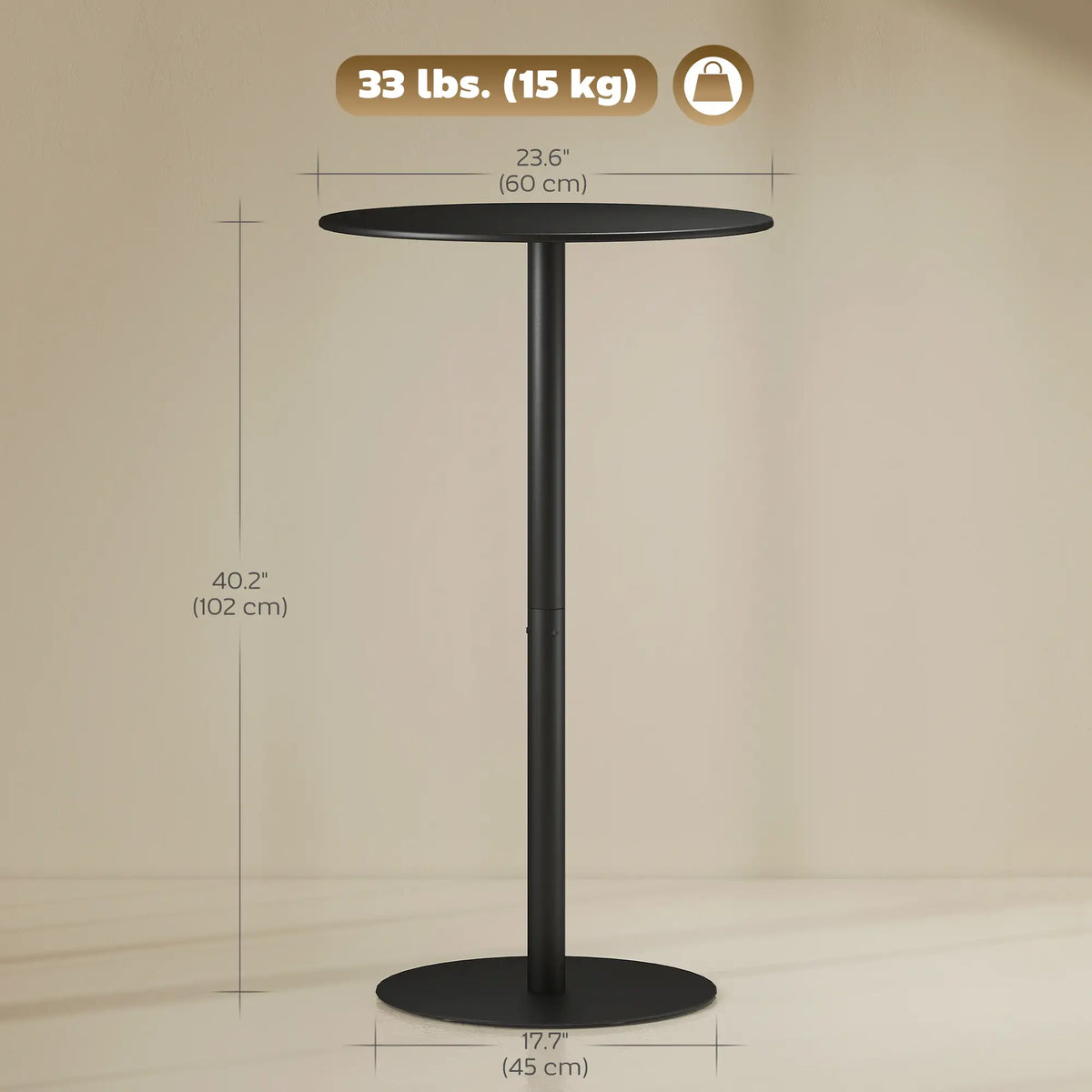 Round Bar Table for 2, Steel Frame, Easy Assembly, Black Bar Tables at Gallery Canada