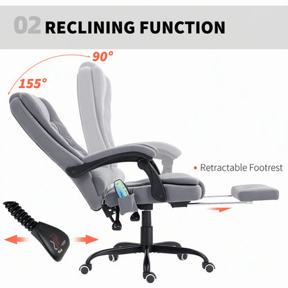 7 Point Vibrating Massage Chair, Reclining Office Chair, Adjustable Height, Grey Massage Chairs at Gallery Canada