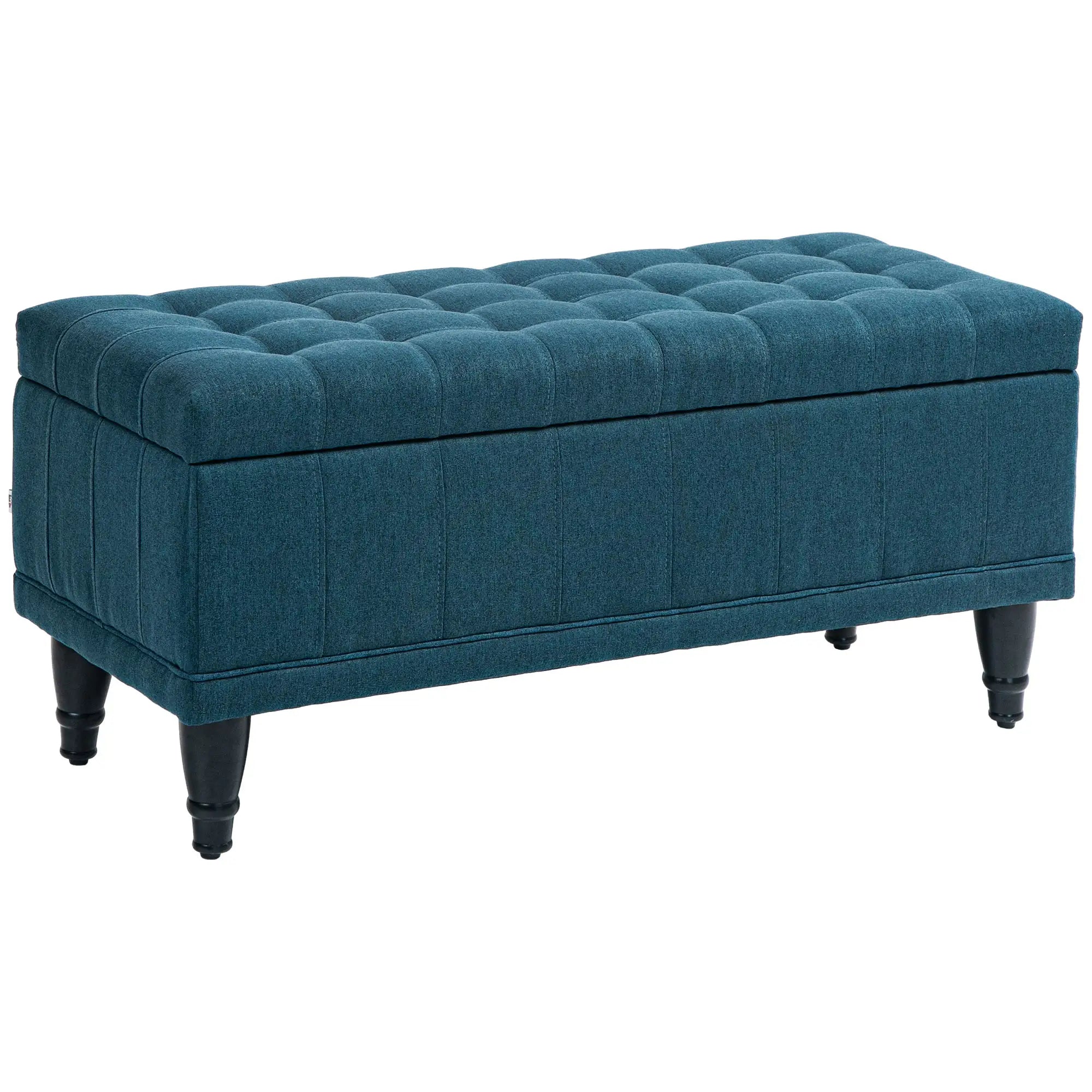 Linen Storage Ottoman, Button Tufted Bench for Bedroom, Blue Storage Ottomans & Benches at Gallery Canada