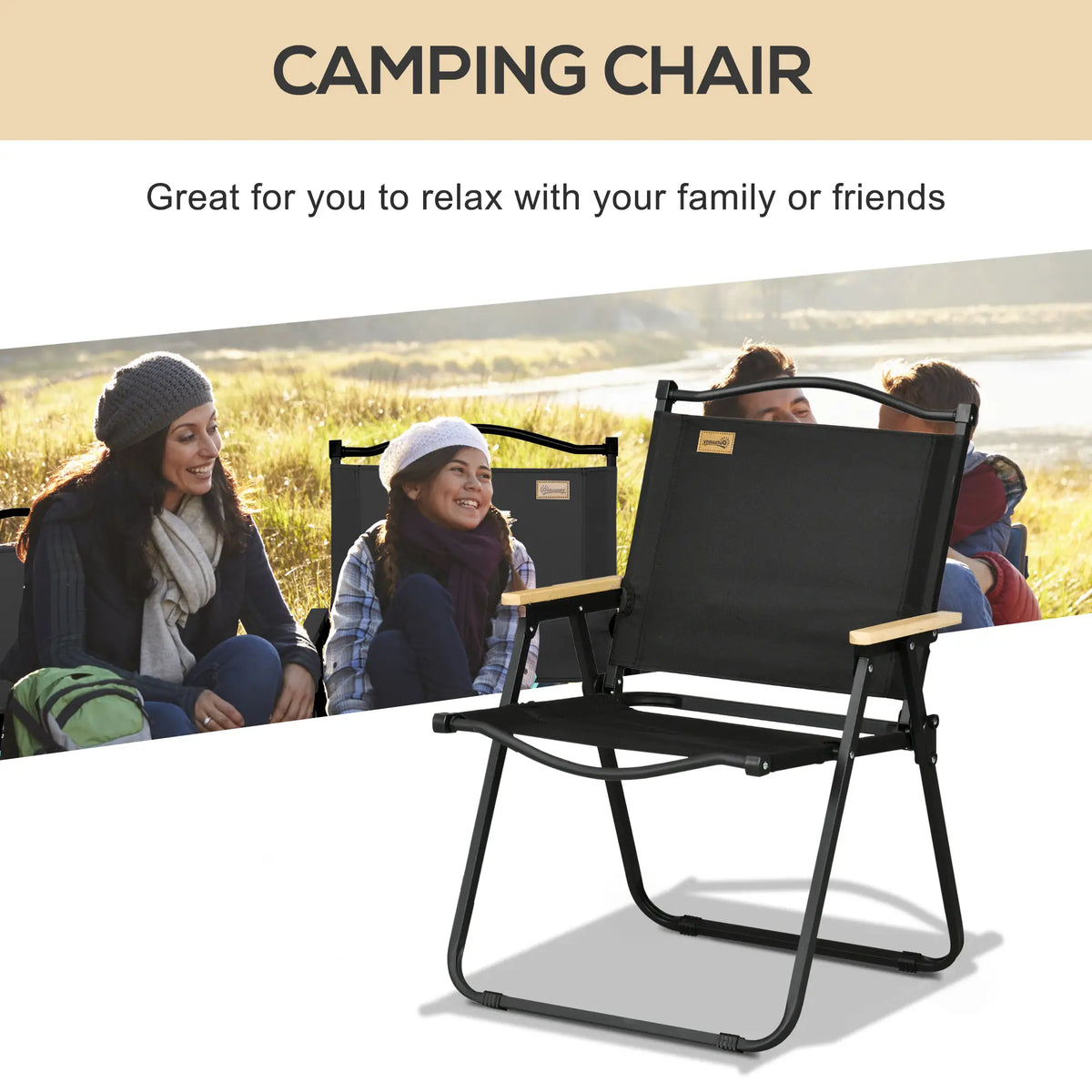 Lightweight Folding Camping Chair, Portable Armchair, Black Picnic Tables & Camping Chairs at Gallery Canada