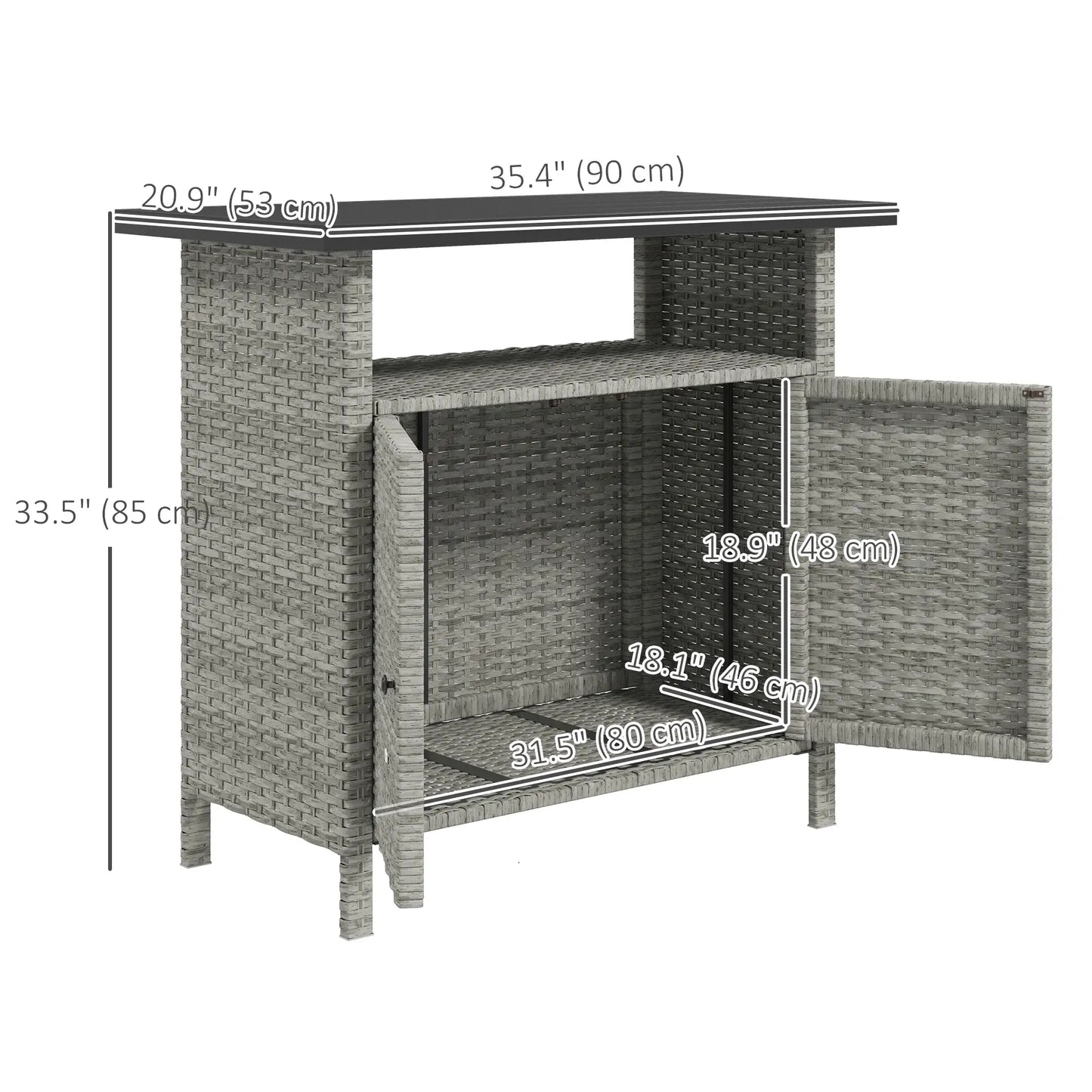 Outdoor Wicker Storage Cabinet, Two Doors, Shelf, Grey Patio Storage Boxes at Gallery Canada