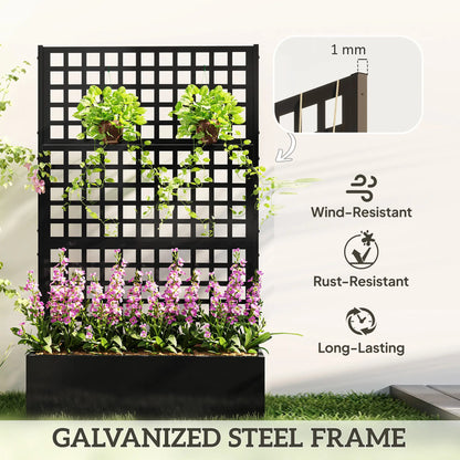 Galvanized Raised Garden Bed with Trellis, 43" x 16" x 70" Raised Garden Beds at Gallery Canada