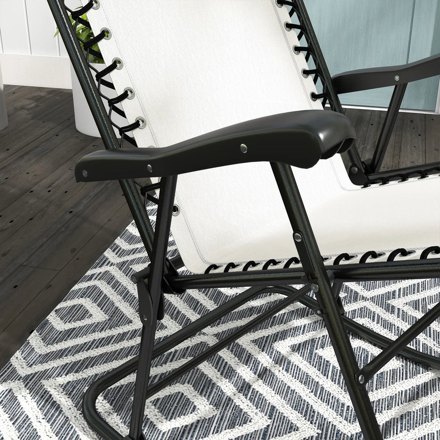 2pc Foldable Rocking Chair Set, Breathable Mesh Seat, Cream Outdoor Rocking Chairs at Gallery Canada