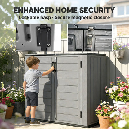 33 Cu.ft Plastic Outdoor Storage Shed, Lockable Doors, Light Grey