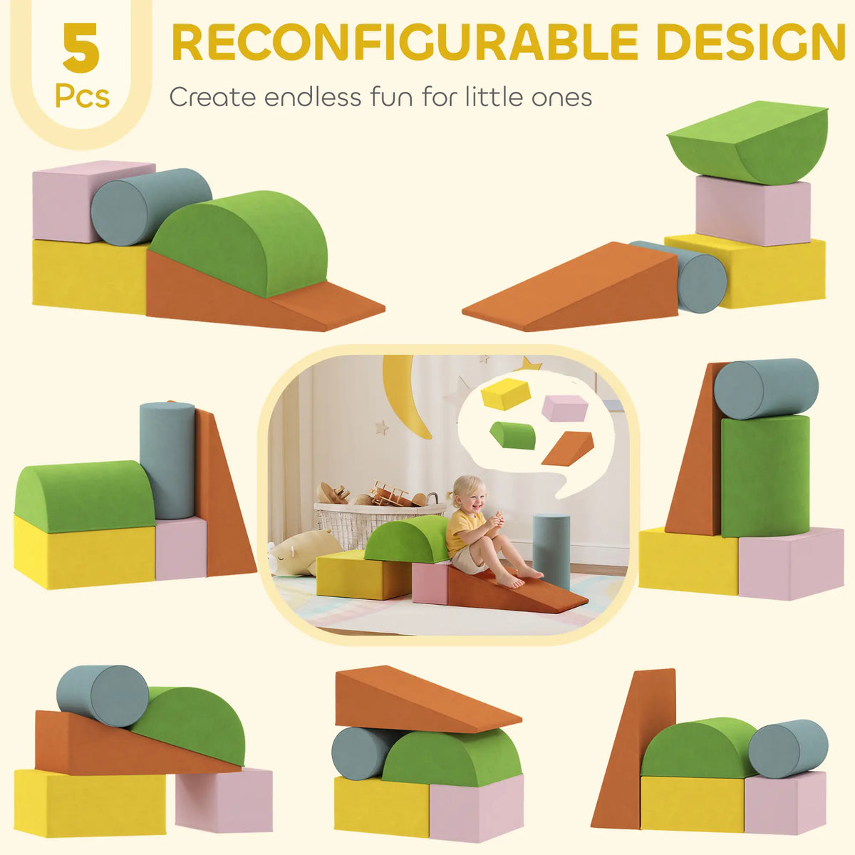 Toddler Climbing Toys, Indoor Play Set, Crawling Sliding, Orange/Green Kids Gym & Playmats at Gallery Canada